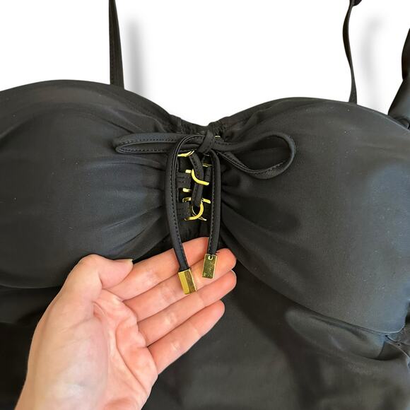 Bleu Rod Beattie Black One‎ Piece Swimsuit Women’s Size 8 Ruched Lace Up Bust - Picture 5 of 10